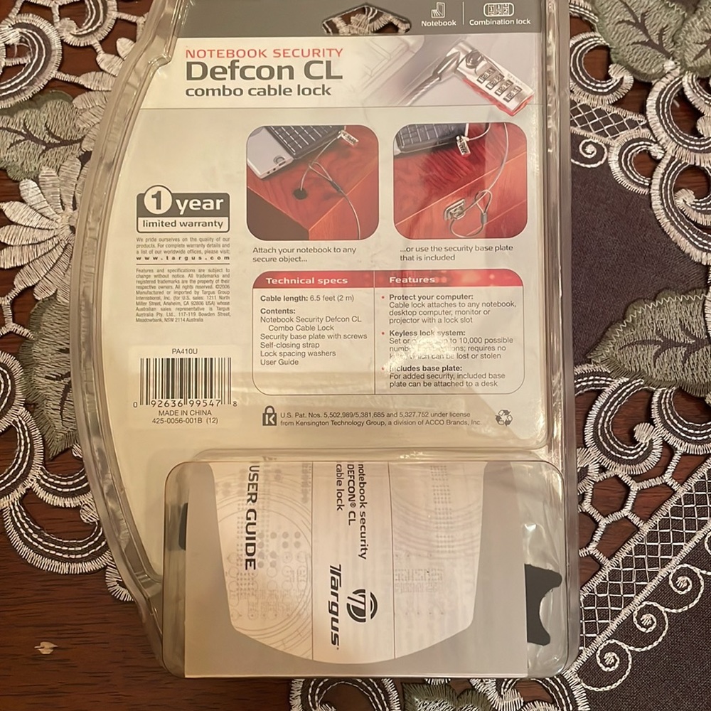 Defcon CL Notebook Combination cable lock New in Package - Picture 4 of 4